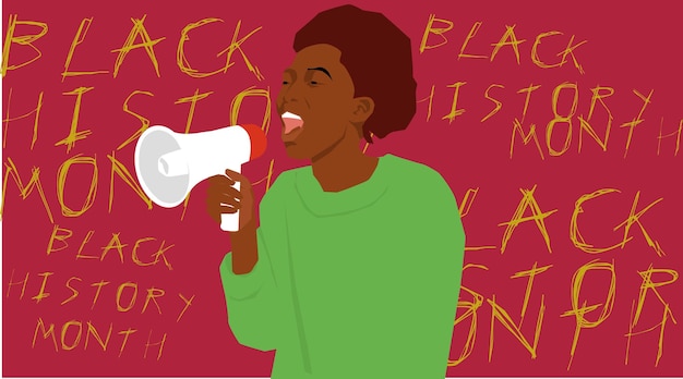 Vector a woman with a megaphone that says black power.