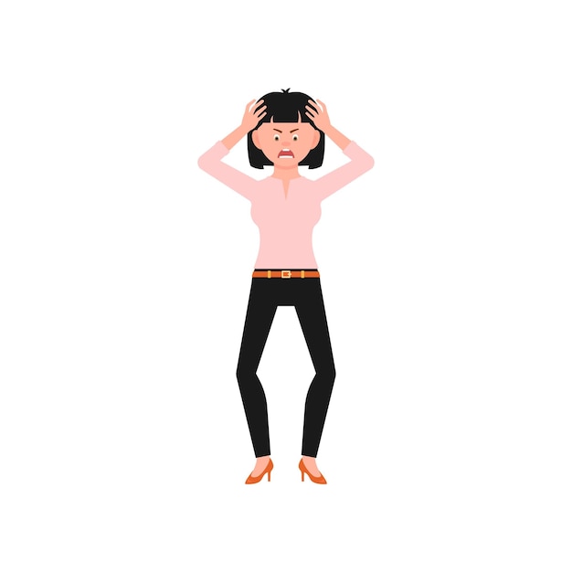 vector woman with pose and pink clothes illustration