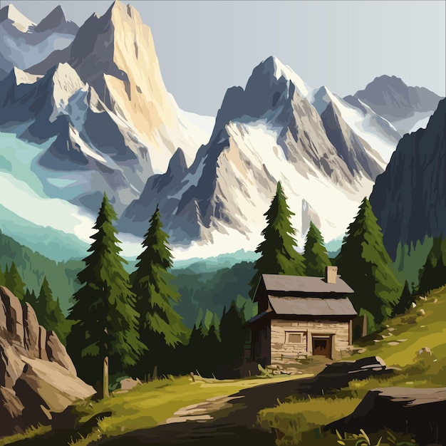 vector wonderful mountain landscape scene