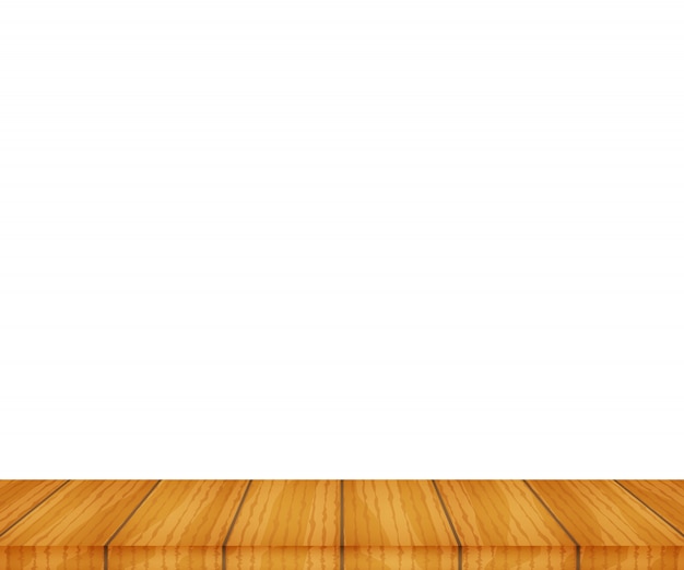白い背景の上ベクトル木製テーブルトップ