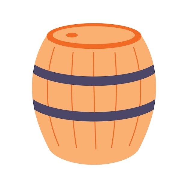 Vector wooden barrel Flat cartoon illustration