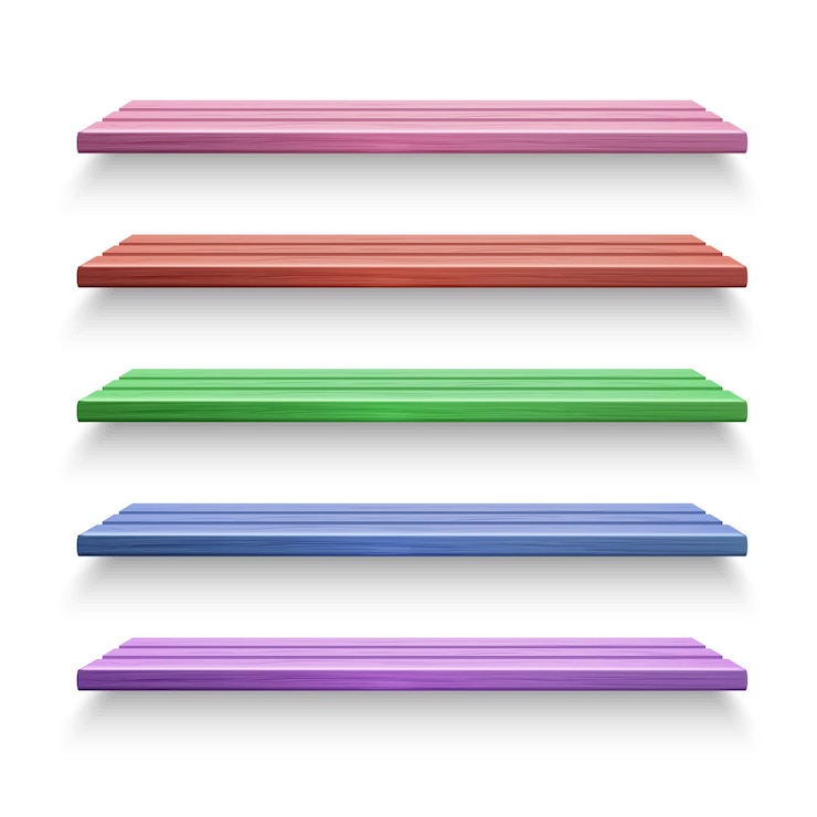 Vector vector wooden shelves set on white background