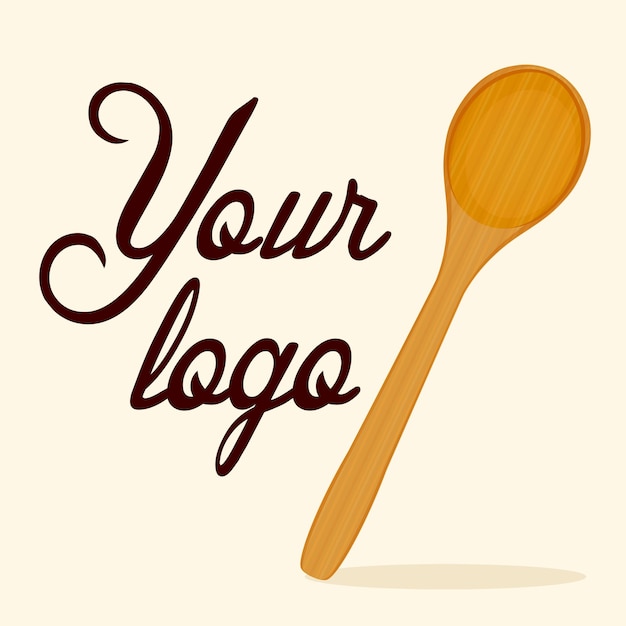 Vector vector wooden spoon, logo food, restaurant, eps, jpg.