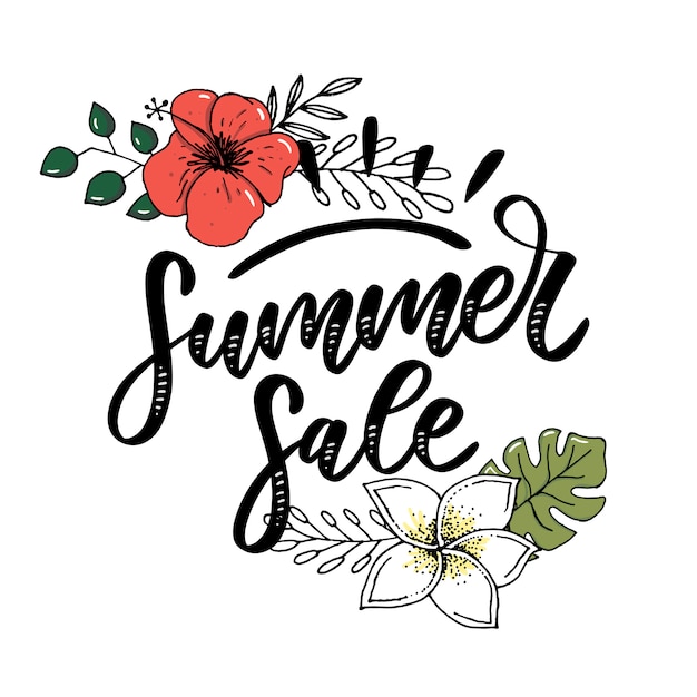 Vector word sale .Letters made of flowers and leaves Summer sale