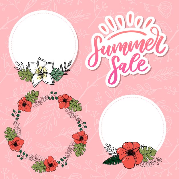 Vector word sale .Letters made of flowers and leaves Summer sale