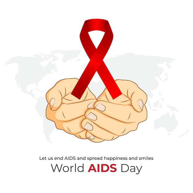 Vector World AIDS day banner with red ribbon