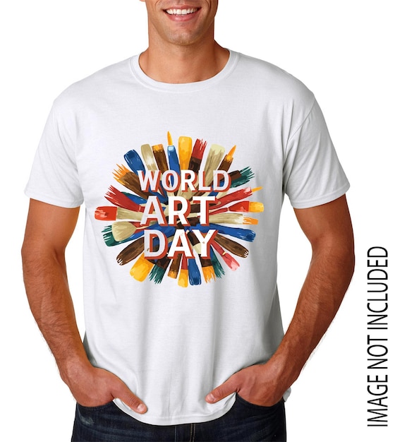 Vettore progettazione di magliette per la giornata mondiale dell'arte vettoriale