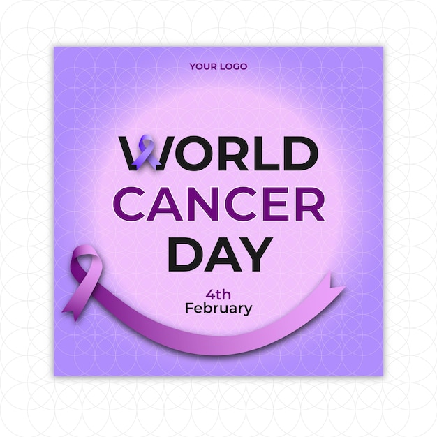 Vector vector world cancer day design with gradient ribbon