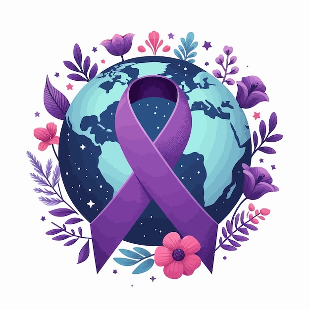 Векторный всемирный день борьбы с раком Цветочный дизайн