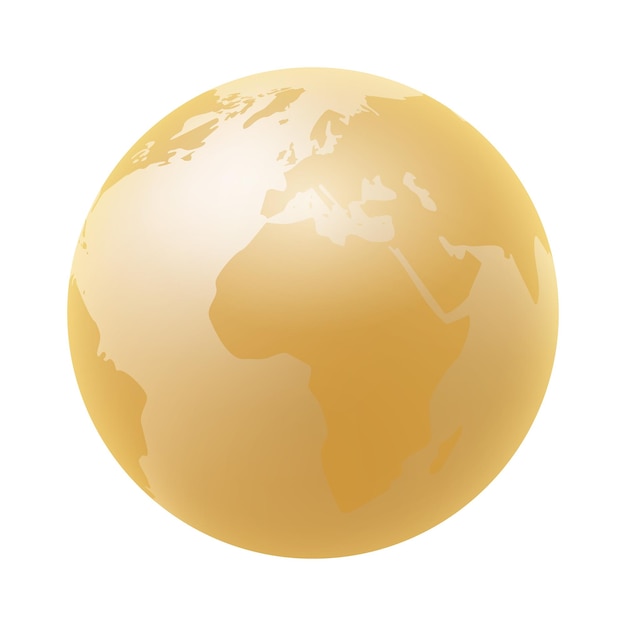 Vector world globe map north america centered map yellow planet sphere icon