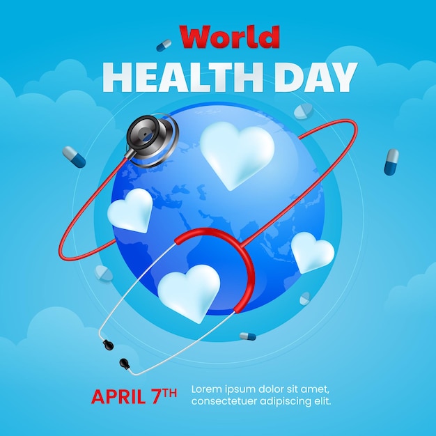 Vector world health day background in realistic style