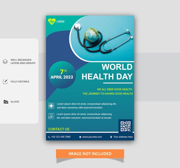 векторный шаблон плаката или флаера всемирного дня здоровья