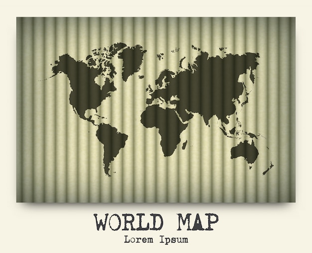 Vector of world map on cardboard