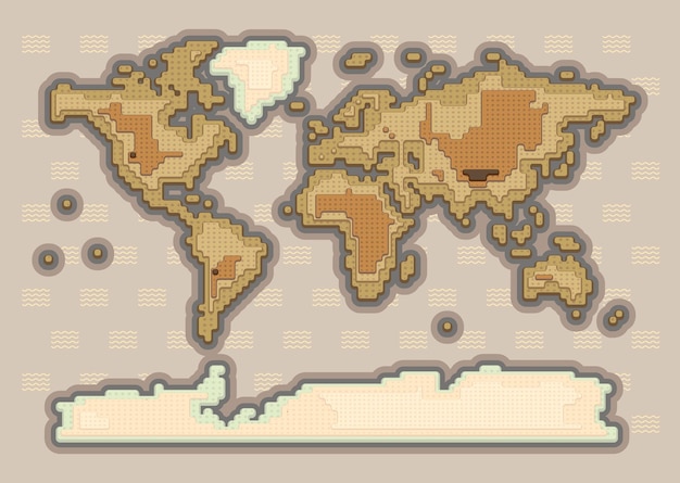 Vector world map pixel art