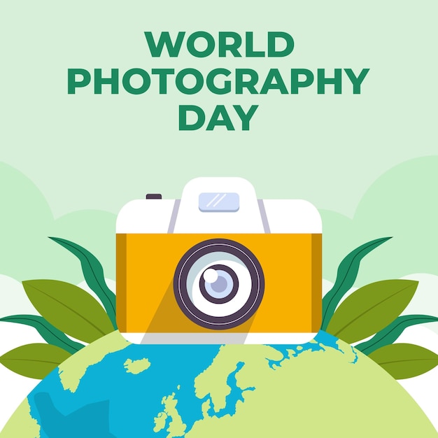 Vector world photography day illustration in flat design