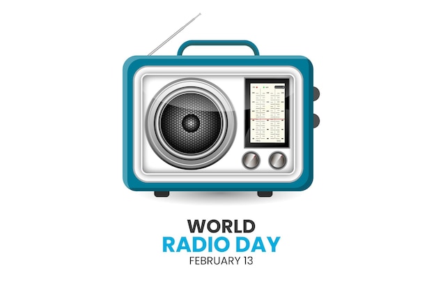 vector world radio day with realistic radio design concept illustration in flat style, isolated on