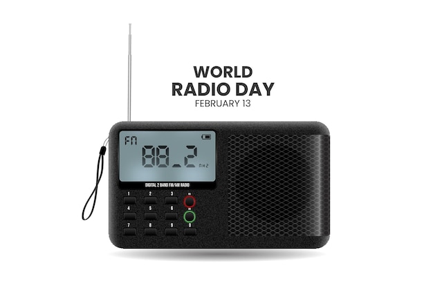 Vector world radio day with realistic radio design concept illustration in flat style, isolated on