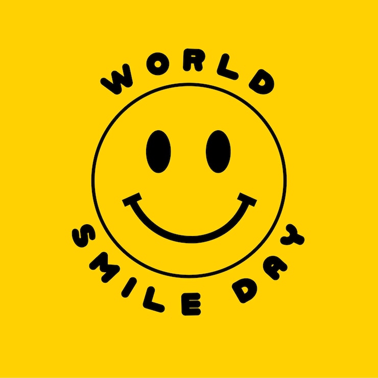 Vector vector world smile day yellow background with happy faces