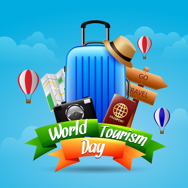 Vector world tourism social media post design