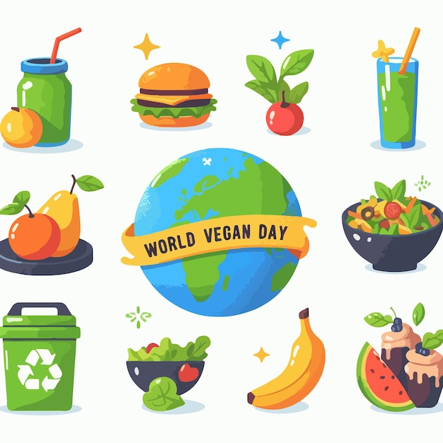 Vector world vegan day design