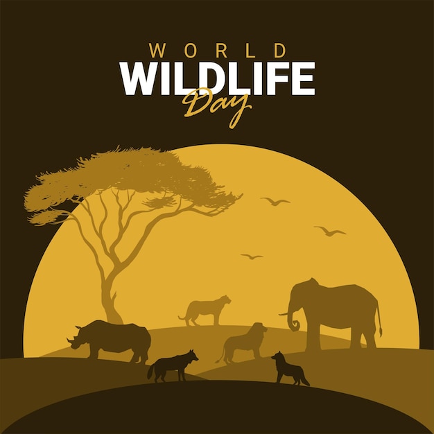 Vector vector world wildlife day background template