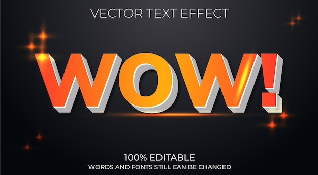 Vector wow 3d teksteffect bewerkbare lettertypestijl
