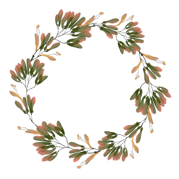 Vector vector wreath of maple and linden seeds