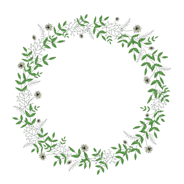 Vector wreath with garden flowers