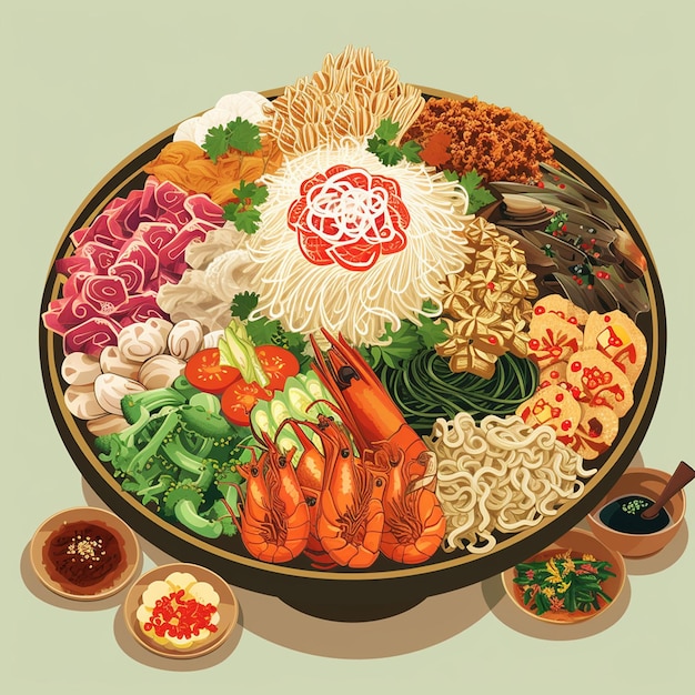 Vector of Yee Sang Yusheng Prosperity Toss for Chinese New Year celebration