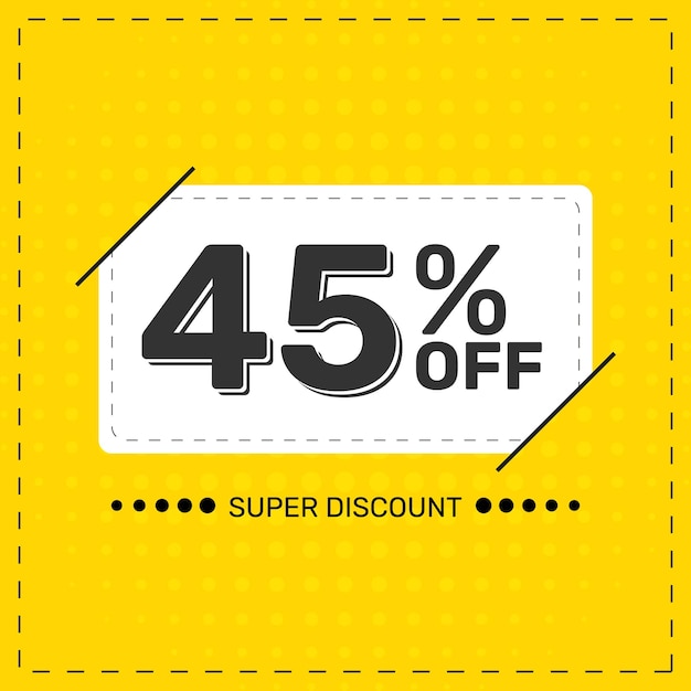 Vector yellow banner discount 45 percent off special offer