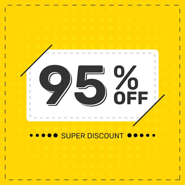 Vector yellow banner discount 95 percent off special offer