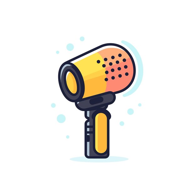 Vector of a yellow and black blow dryer on a white background