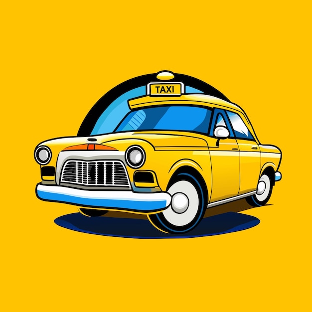 Vector vector yellow cab in vector cartoon style