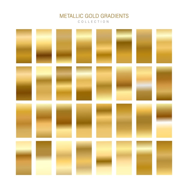Вектор Векторные градиенты из желтого золота набор металлических градиентов векторный большой набор градиентов из металлического золота