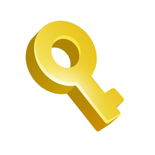 Vector yellow key on white background