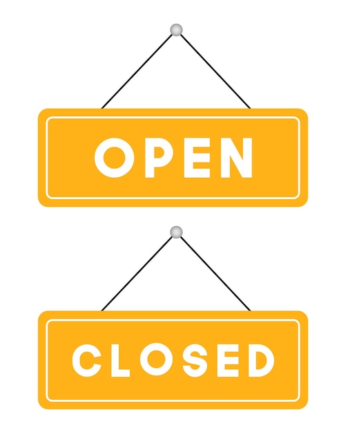 Vector vector yellow open and closed signs