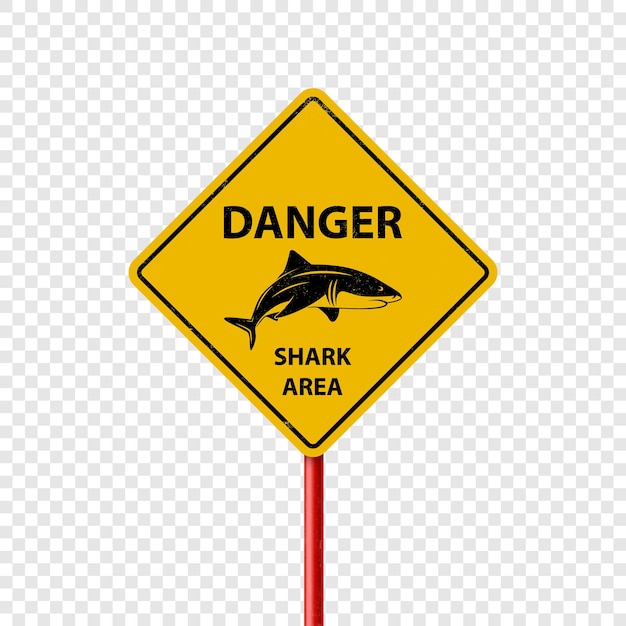 分離されたベクトル黄色サメ目撃標識