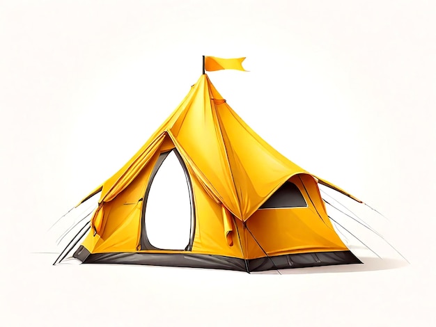 Vector yellow tent on white background isolated