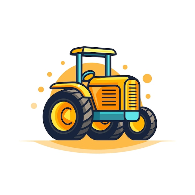 Vector vector of a yellow tractor with a flat tire