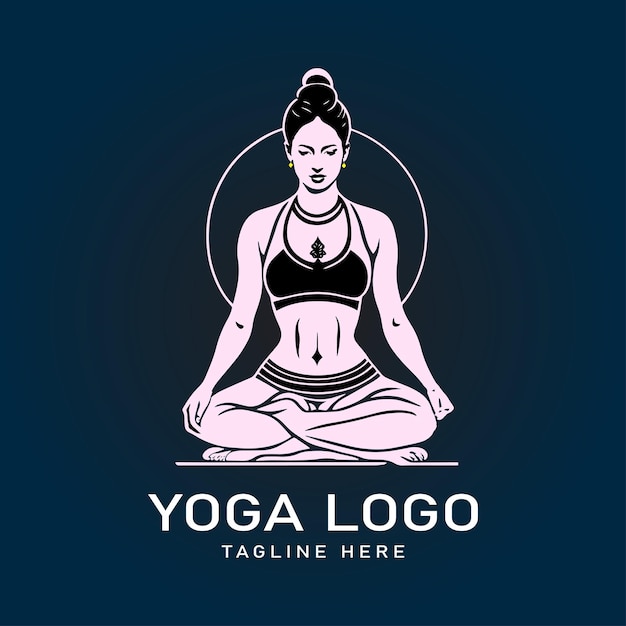 Vector yoga meditatie logo ontwerpsjabloon