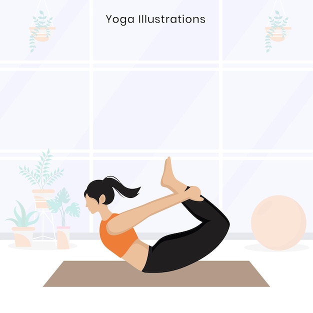 Vector yoga poses set young woman yoga poses