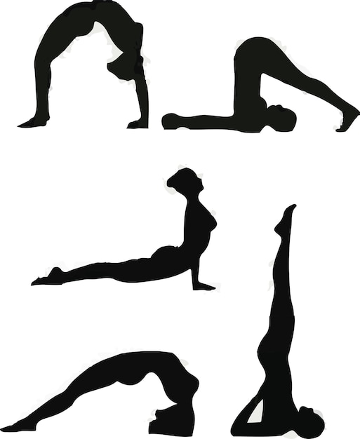 Vector vector yoga postures exercises set