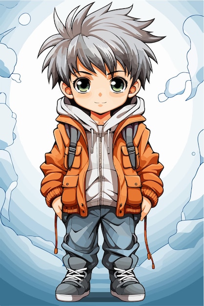 Vector young man anime style character vector illustration design manga anime boy