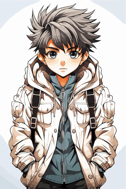 Young Man Anime Style Character Anime Boy Vector Stock Illustration -  Download Image Now - Manga Style, Men, Human Face - iStock