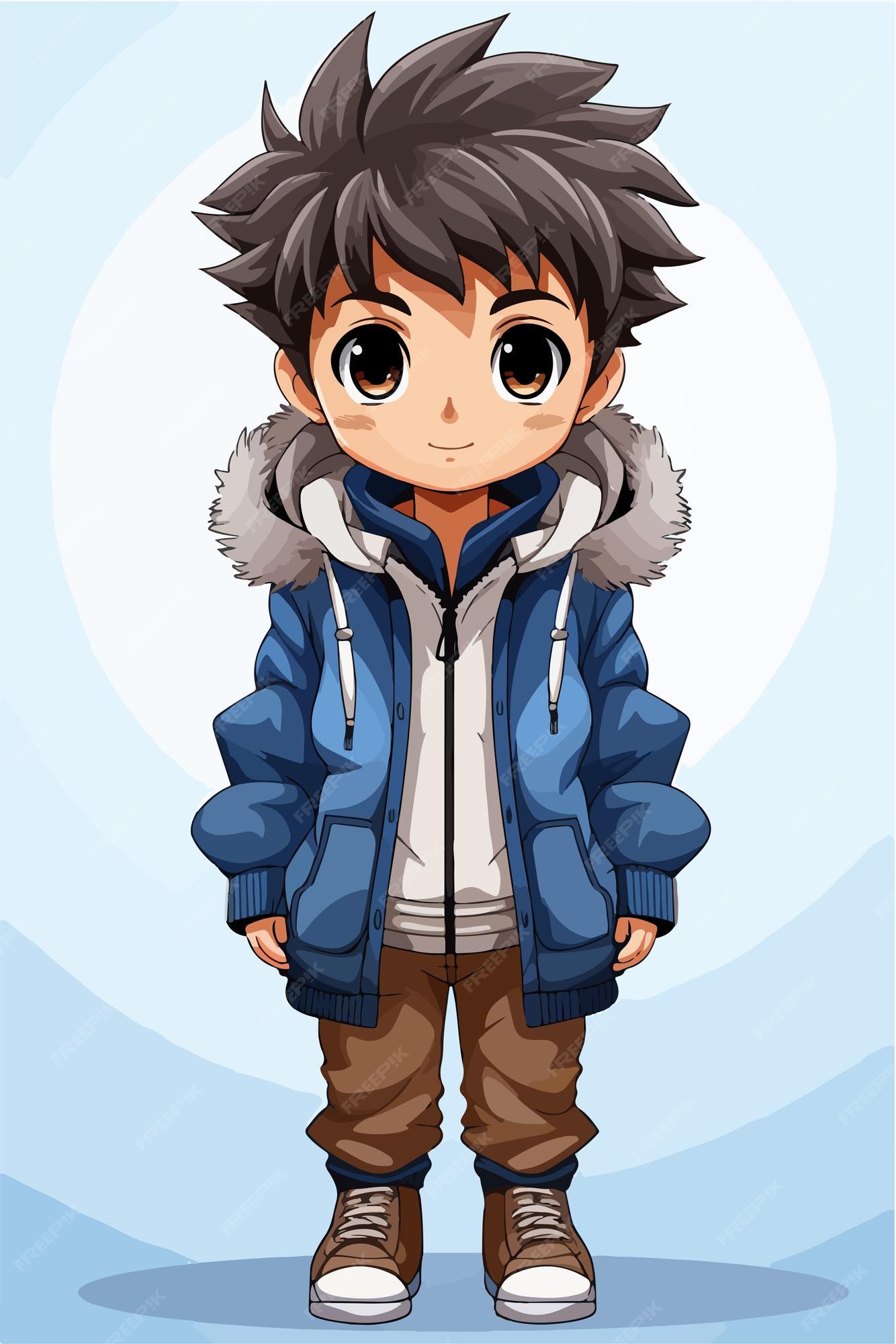 Premium Vector  Young man anime style character vector