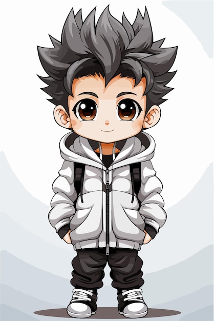 Vector young man anime style character vector illustration design manga anime boy