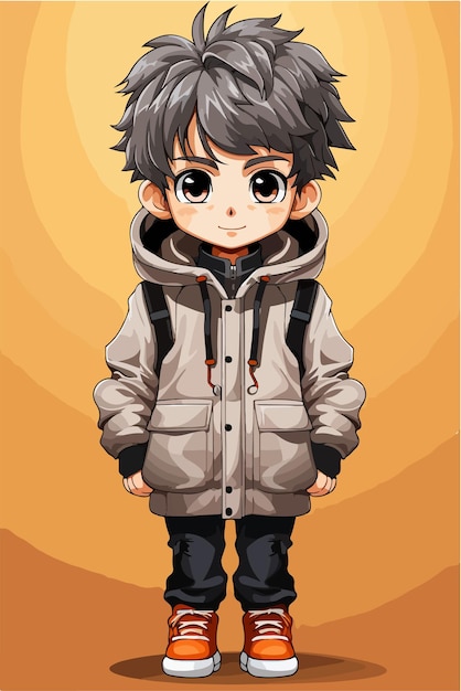 Vector young man anime style character vector illustration design manga anime boy