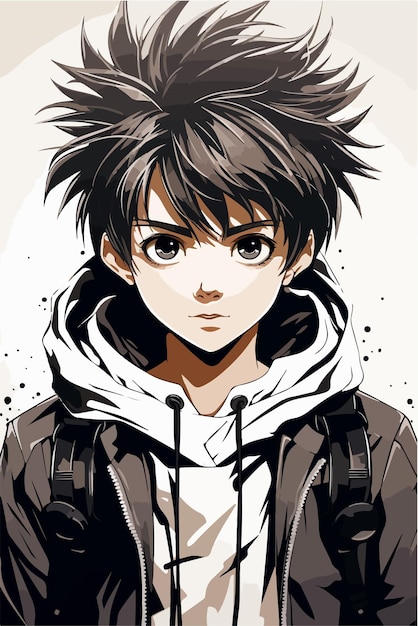 Vector young man anime style character vector illustration design manga anime boy