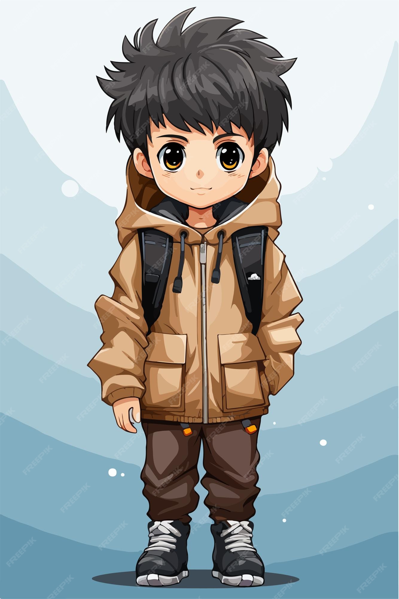 Premium Vector  Young man anime style character vector