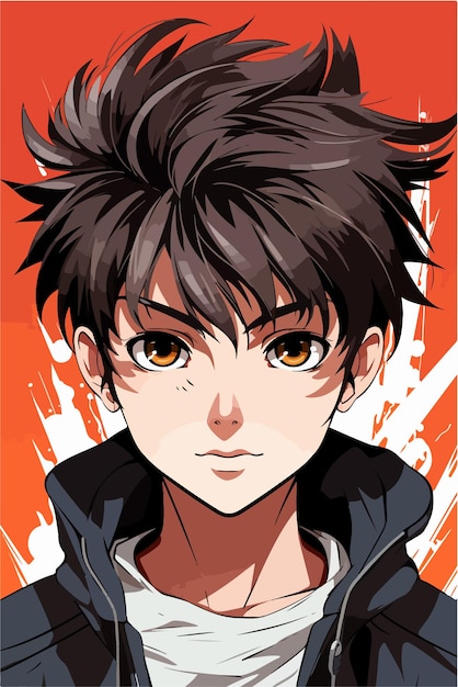 Векторный молодой человек в стиле аниме персонаж векторный иллюстрационный дизайн манга аниме мальчик
